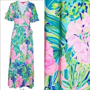 Lilly Pulitzer floral wrap maxi dress xs